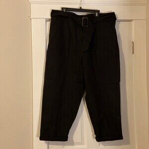 NWOT ASOS black high waisted pants trousers with belt womens size 18
